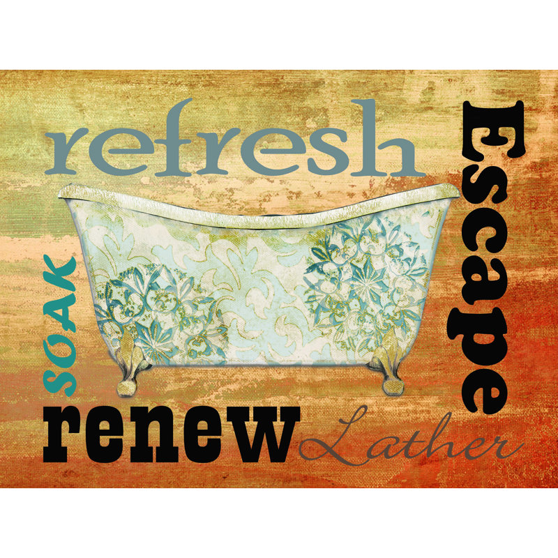 Ophelia & Co. Bath Tub Words Wrapped Canvas Print Wayfair